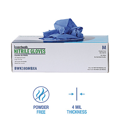 Boardwalk Disposable General-Purpose Nitrile Gloves, Medium, Blue, 4 mil, 1,000/Carton (BWK380MCTA)