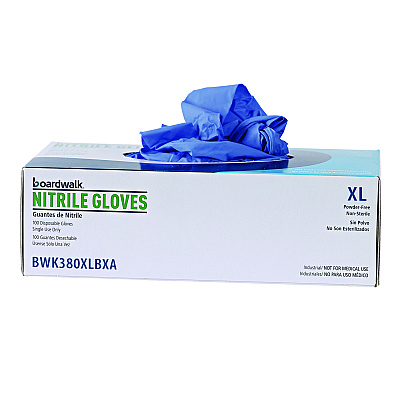 Boardwalk Disposable General-Purpose Nitrile Gloves, X-Large, Blue, 4 mil, 100/Box (BWK380XLBXA)
