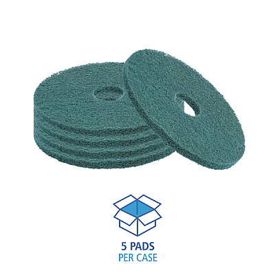 Boardwalk Heavy-Duty Scrubbing Floor Pads, 13" Diameter, Green, 5/Carton (BWK4013GRE)