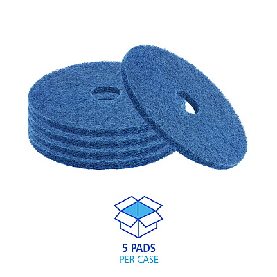 Boardwalk Scrubbing Floor Pads, 16" Diameter, Blue, 5/Carton (BWK4016BLU)