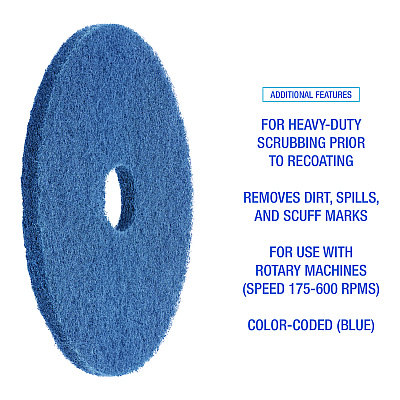 Boardwalk Scrubbing Floor Pads, 16" Diameter, Blue, 5/Carton (BWK4016BLU)