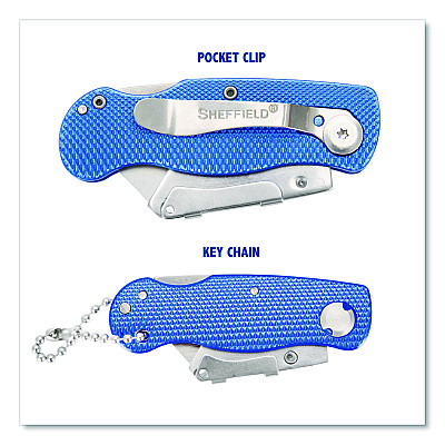 Sheffield Folding Lock Back Utility Knife Set, 1 Standard, 1 Mini, Blue (GNS12117)
