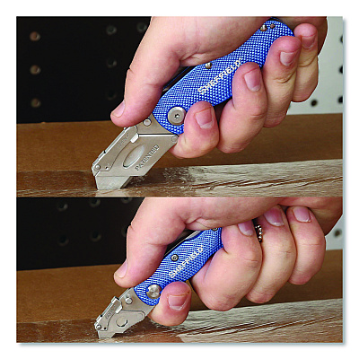 Sheffield Folding Lock Back Utility Knife Set, 1 Standard, 1 Mini, Blue (GNS12117)