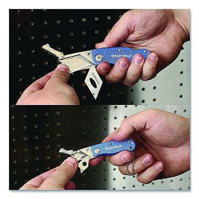 Sheffield Folding Lock Back Utility Knife Set, 1 Standard, 1 Mini, Blue (GNS12117)