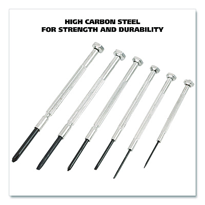 Great Neck Precision Screwdriver Set, Six-Piece, Phillips/Slotted, Assorted Lengths, Polished Steel Handles (GNSGP6C)