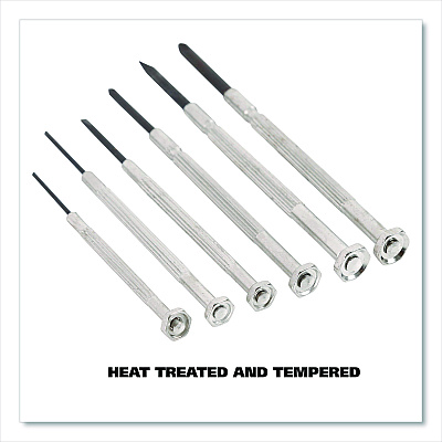 Great Neck Precision Screwdriver Set, Six-Piece, Phillips/Slotted, Assorted Lengths, Polished Steel Handles (GNSGP6C)