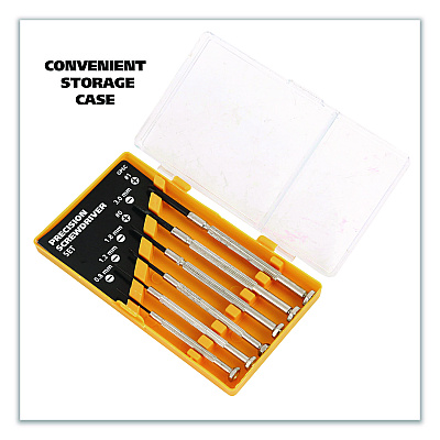 Great Neck Precision Screwdriver Set, Six-Piece, Phillips/Slotted, Assorted Lengths, Polished Steel Handles (GNSGP6C)