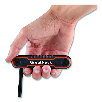 Great Neck Hex Key Fold-Up Tool Set, Two-Piece, Metric/SAE, Black-Oxide/Blue (SAE), Black-Oxide/Red (Metric) (GNS74205)