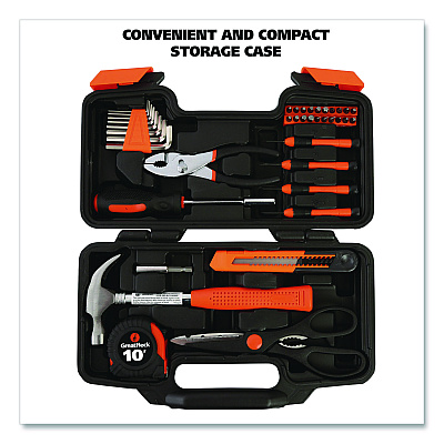 Great Neck Homeowner's 39-Piece Tool Set, 12.38" x 3" x 7.25" Carry Case (GNS73802)