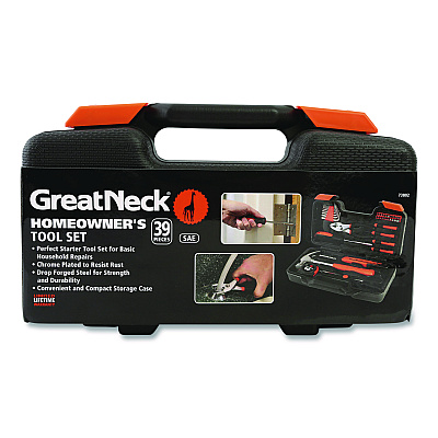Great Neck Homeowner's 39-Piece Tool Set, 12.38" x 3" x 7.25" Carry Case (GNS73802)