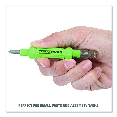 OEMTOOLS 6-Way Pen-Style Screw/Nut Driver, Phillips/Slotted Bits, Metric Sockets, 5.38" Long, Black/Green, Green/Clear, 4/Pack (GNS22537)