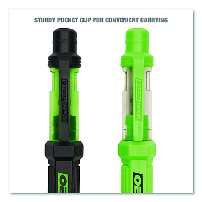 OEMTOOLS 6-Way Pen-Style Screw/Nut Driver, Phillips/Slotted Bits, Metric Sockets, 5.38" Long, Black/Green, Green/Clear, 4/Pack (GNS22537)