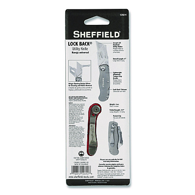 Sheffield Quick Change Lock Back Utility Knife, 1.25" Blade, 3.5" Aluminum Handle, Red (GNS12614)