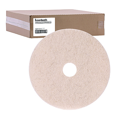 Boardwalk Natural Hog Hair Burnishing Floor Pads, 19" Diameter, Tan, 5/carton (BWK4019NHE)