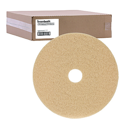 Boardwalk Burnishing Floor Pads, 19" Diameter, Tan, 5/Carton (BWK4019ULT)