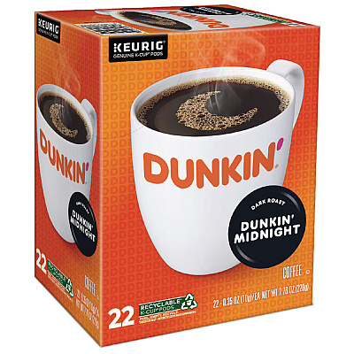 Dunkin Donuts K-Cup Pods, Original Dark Roast, 22/Box (GMT12798)