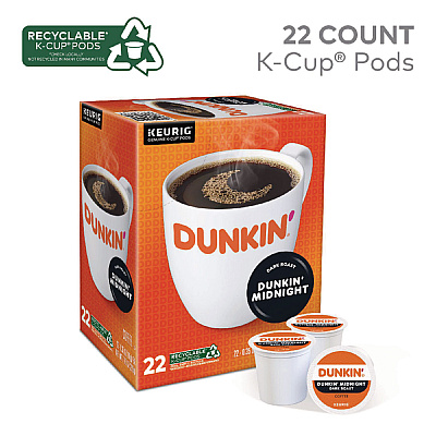 Dunkin Donuts K-Cup Pods, Original Dark Roast, 22/Box (GMT12798)