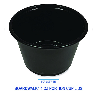 Boardwalk Souffle/Portion Cups, 4 oz, Polypropylene, Black, 2,500/Carton (BWKPRTN4BL)