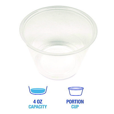 Boardwalk Souffle/Portion Cups, 4 oz, Polypropylene, Translucent, 2,500/Carton (BWKPRTN4TS)