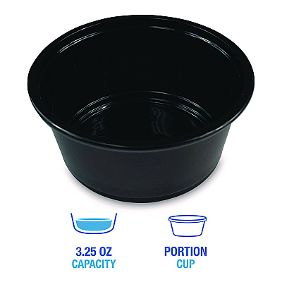 Boardwalk Souffle/Portion Cups, 3.25 oz, Polypropylene, Black, 2,500/Carton (BWKPRTN325BL)