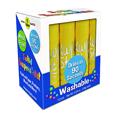 TPG Creations Kwik Stix Single Color Pack, 0.7" x 3.5", Yellow, 12/Pack, 12 Packs/Carton (TPG6006012)
