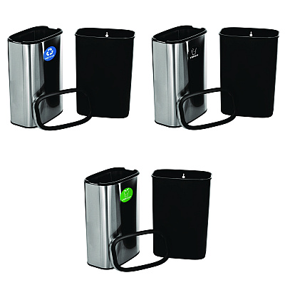 Alpine 10.5 Gallon Recycle, Trash and Compost Combo Station, Brushed Stainless Steel (ALH47040LRTCO)
