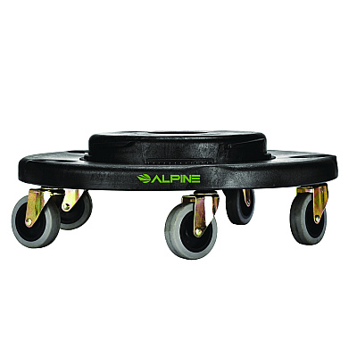 Alpine Round 32-Gallon Trash Can Dolly, 500 lb Capacity, 6.1 x 18 x 18, Black (ALH47132DOLLY)