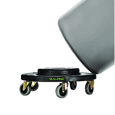 Alpine Round 32-Gallon Trash Can Dolly, 500 lb Capacity, 6.1 x 18 x 18, Black (ALH47132DOLLY)