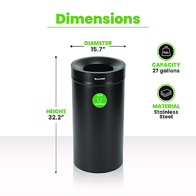Alpine 27 Gallon Black Stainless Steel Compost Can (ALH47527BLKCO)