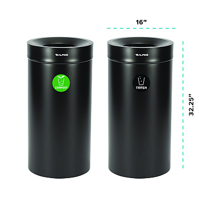Alpine 27 Gallon Black Stainless Steel Compost Bin and Trash Can (ALH47527BLKCOT)