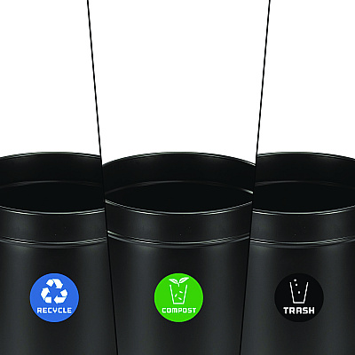 Alpine 27 Gallon Black Stainless Steel Compost Bin, Recycling Can and Trash Receptacle (ALH47527BLKRTCO)