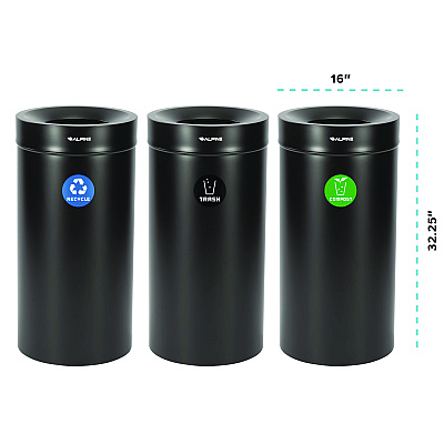 Alpine 27 Gallon Black Stainless Steel Compost Bin, Recycling Can and Trash Receptacle (ALH47527BLKRTCO)