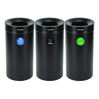 Alpine 27 Gallon Black Stainless Steel Compost Bin, Recycling Can and Trash Receptacle (ALH47527BLKRTCO)