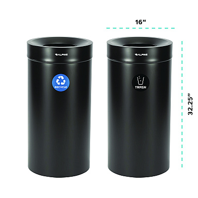 Alpine 27 Gallon Black Stainless Steel Recycling Can and Trash Receptacle (ALH47527BLKRT)