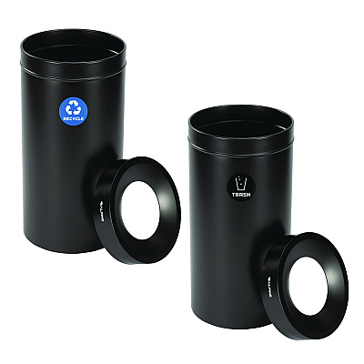 Alpine 27 Gallon Black Stainless Steel Recycling Can and Trash Receptacle (ALH47527BLKRT)