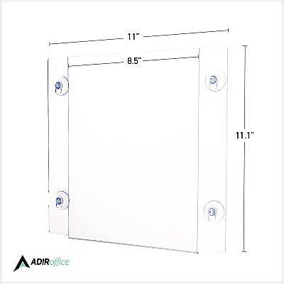 AdirOffice Suction-Mount Acrylic Window Sign Holders, 8.5 x 11, Clear, 12 Sign Holders (ALH6398511WSH12)
