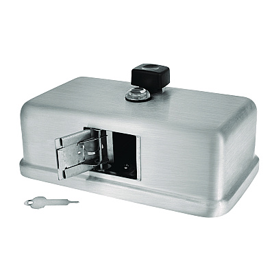 Alpine Horizontal Manual Surface-Mounted Stainless Steel Liquid Soap Dispenser, 40 oz, 2.8 x 8.1 x 4.8, Brushed Stainless Steel (ALHALP424SSB)