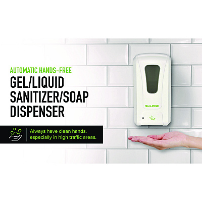 Alpine Wall Mount Automatic Foam Hand Sanitizer and Soap Dispenser, 40 oz, 4.48 x 6 x 11.1, White (ALHALP430F)