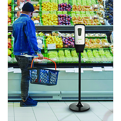 Alpine Automatic Foam Hand Sanitizer/Soap Dispenser with Floor Stand, 40 oz, 4.48 x 6 x 45, White (ALHALP430FS)