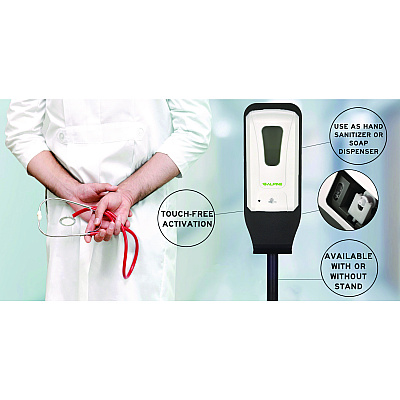 Alpine Automatic Foam Hand Sanitizer/Soap Dispenser with Floor Stand, 40 oz, 4.48 x 6 x 45, White (ALHALP430FS)