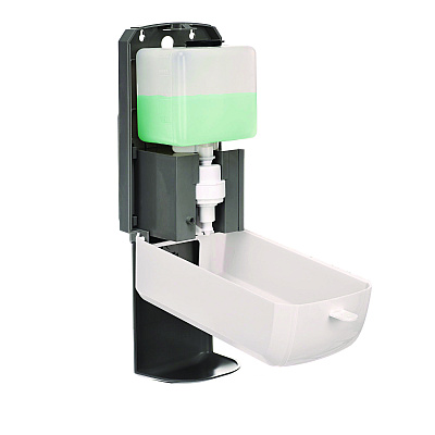 Alpine Wall Mount Automatic Foam Hand Sanitizer Soap Dispenser with Drip Tray, 40 oz, 4.48 x 6 x 18.1, White (ALHALP430FT)