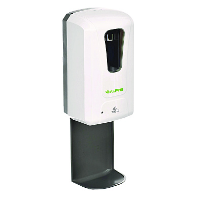 Alpine Wall Mount Automatic Gel Hand Sanitizer/Soap Dispenser with Drip Tray, 40 oz, 4.48 x 6 x 18.1, White (ALHALP430LT)