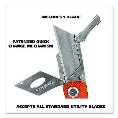 Great Neck Quick Change Lock Back Utility Knife, 3.5" Aluminum Handle, Orange (GNS74201)