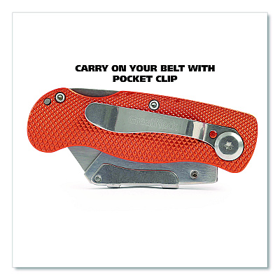 Great Neck Quick Change Lock Back Utility Knife, 3.5" Aluminum Handle, Orange (GNS74201)