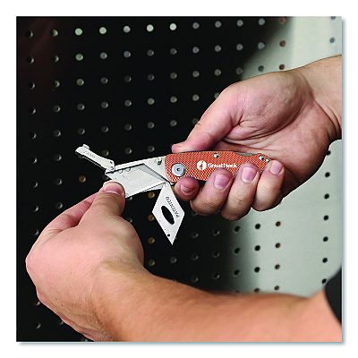 Great Neck Quick Change Lock Back Utility Knife, 3.5" Aluminum Handle, Orange (GNS74201)