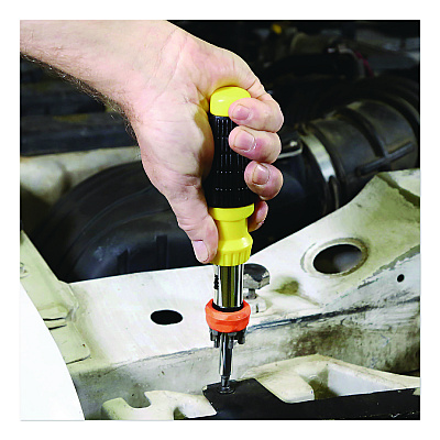 Great Neck Ratcheting Screw/Nut Driver Set, 34-Piece, Hex/Phillips/Slotted/Star Bits, Metric/SAE Sockets, 8" Long, Yellow/Black Handle (GNS92018)