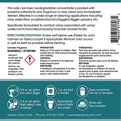 Fresh Products Conqueror 103 Odor Counteractant Concentrate, Mango, 1 gal Bottle, 4/Carton (FRS1WBMG)