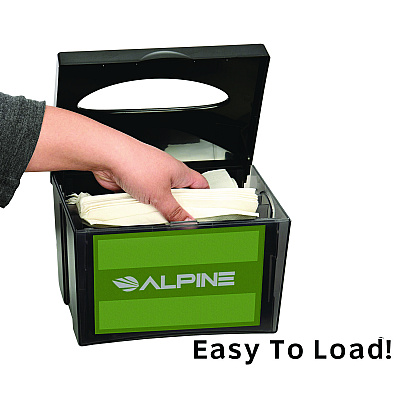 Alpine Interfold Table Top Dispenser Napkin Holder, 5.9 x 8 x 6.5, Black (ALHALP4332)