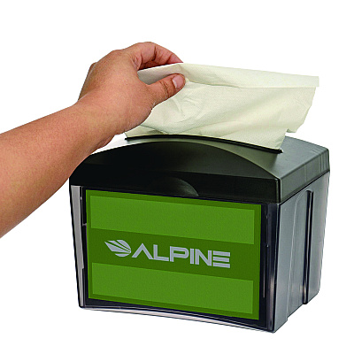 Alpine Interfold Table Top Dispenser Napkin Holder, 5.9 x 8 x 6.5, Black (ALHALP4332)