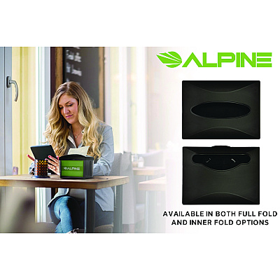 Alpine Interfold Table Top Dispenser Napkin Holder, 5.9 x 8 x 6.5, Black (ALHALP4332)